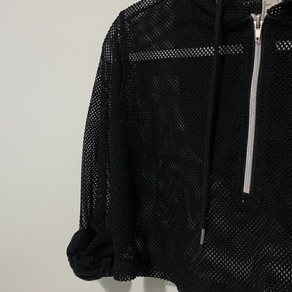 Sexy SPORT MESH CROP HOODIE | FRONT ZIPPER CLOSURE | SILVER TONE HARDWARE - Picture 3 of 8